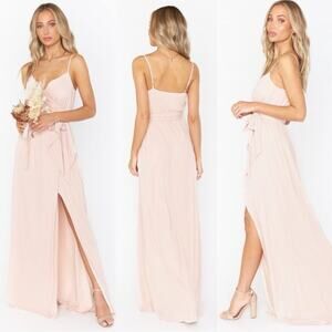 show me your mumu liz maxi wrap dress dusty blush chiffon large